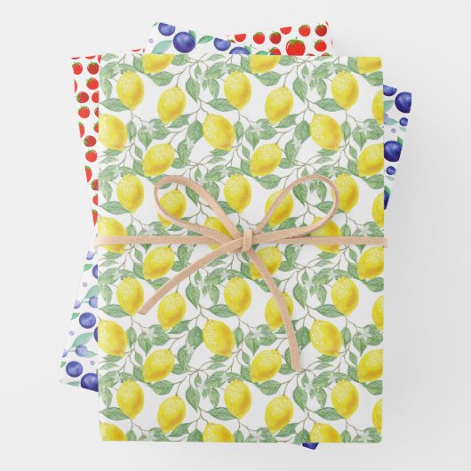 Modernes Sommerfruchtmuster Geschenkpapier Set (Beispiel)