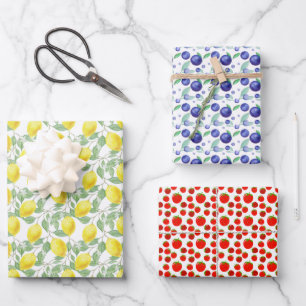 Modernes Sommerfruchtmuster Geschenkpapier Set