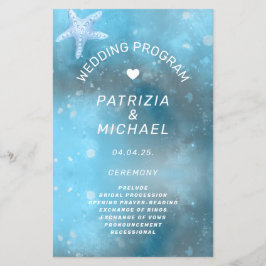 Modernes Sommerhochzeitprogramm für das Blaue Meer Flyer