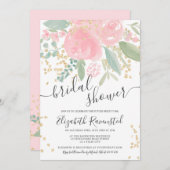 Modernes Sommerrosa-grünes Brautparty Einladung (Vorne/Hinten)