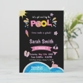 Modernes Sommerschwimmbad-Party laden ein Einladung (Stehend Vorderseite)