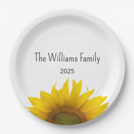 Modernes Sonnenblumen Sommerfamilie Wiedersehen Ba Pappteller