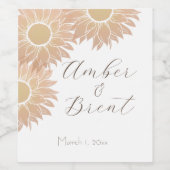 Modernes Sonnenblumensiegel Weinetikett (Einzelnes Label)