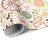 Modernes Sonnenmuster für Western-Kuh-Schädelwüste Geschenkpapier (Rolleneckpunkt)