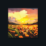 Modernes Sonnenuntergang über Blume Leinwanddruck<br><div class="desc">Dieses einladende Design besticht durch eine moderne, impressionistische Aquarell mit einem schönen Sonnenuntergang über einem Feld aus orangen, roten und gelben Blumen. Erstellt von der einfachen Farmhouse Press.</div>