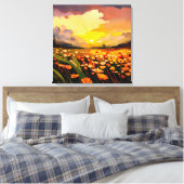 Modernes Sonnenuntergang über Blume Leinwanddruck (Insitu (Schlafzimmer))
