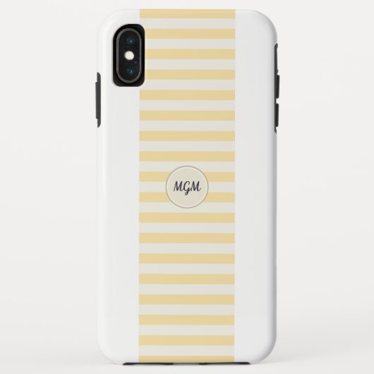 Modernes, sonniges Gelb und Creme-Streifen Monogra Case-Mate iPhone Hülle (Rückseite)