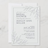 Modernes Space Gray Foliage Kontur Brautparty Einladung (Vorderseite)