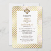 Modernes Spanisches Gold Erste Kommunion Einladung (Vorderseite)