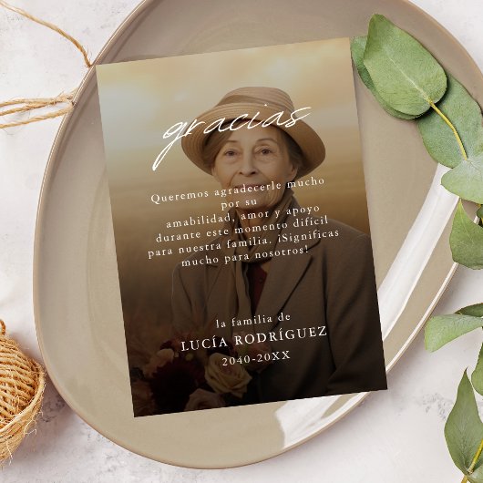 Modernes Spanisches Gracias Beerdigung Foto Vielen Karte