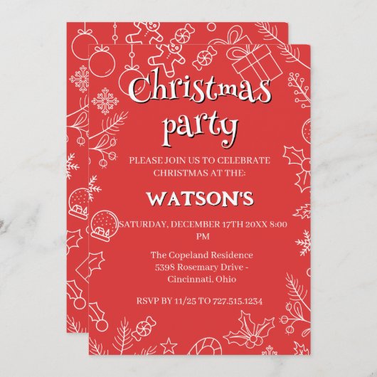 Modernes Sparkle und Chef: Weihnachten Party Einladung (Vorne/Hinten)