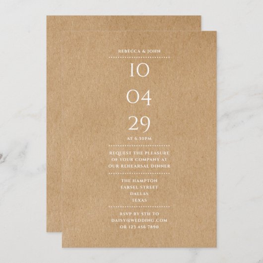 Modernes Special Date Rustikale Probe Abendessen Einladung (Vorne/Hinten)