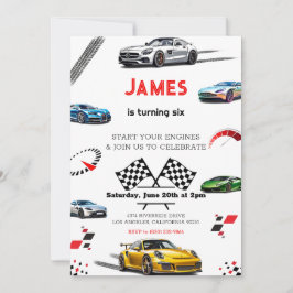 Modernes Speed Racing Sportwagen Geburtstag Einladung