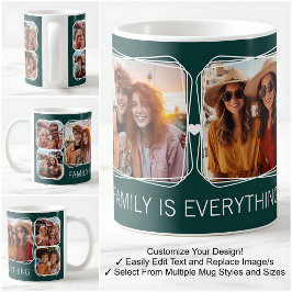 Modernes Speicher-6-Foto Collage Template Green C2 Kaffeetasse