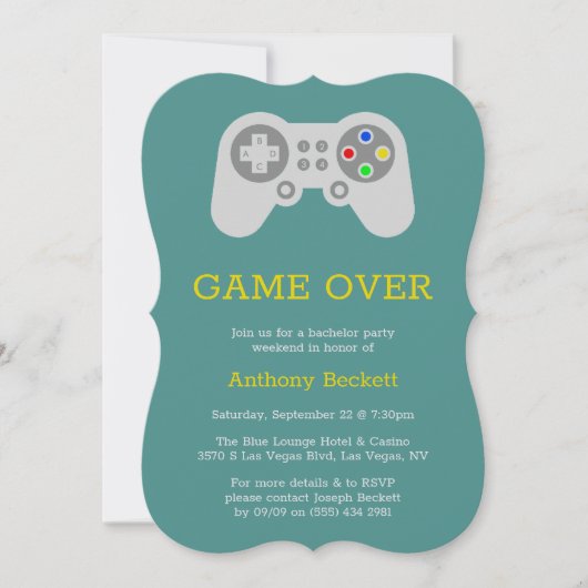 Modernes Spiel über Bachelor-Party-Einladungen Einladung (Vorderseite)