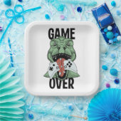 Modernes Spiel über T-Rex Dinosaur Video Gamers Pappteller (Party)