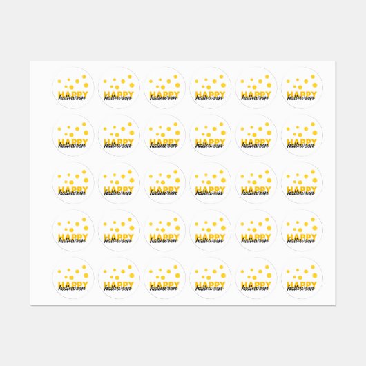 Modernes, spielerisches Design von Happy Halloween Etiketten (Blatt)