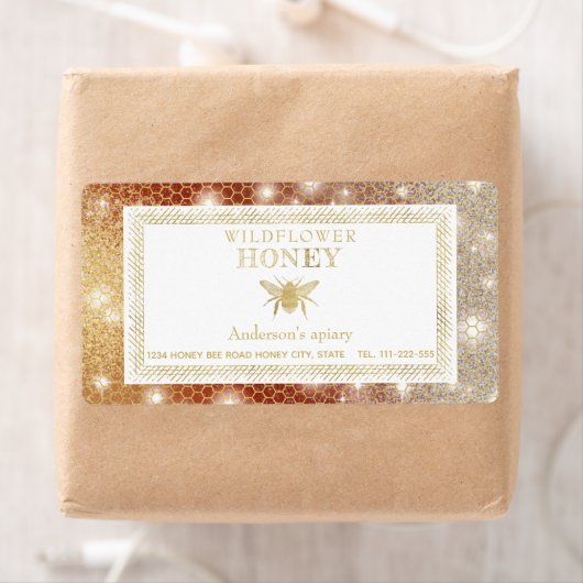 Modernes Spinken-Honigwabenkamm Goldweinetikett (Insitu)