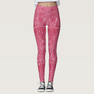 Modernes Spitzenlook Magenta Valentine Leggings
