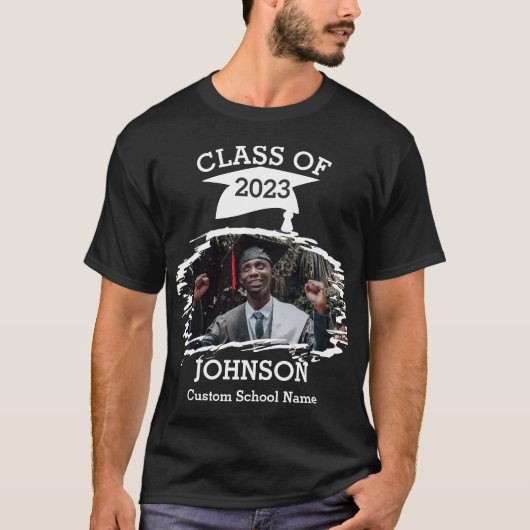 Modernes Splash Foto Custom Graduate Class of 2023 T-Shirt (Vorderseite)