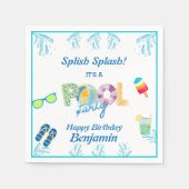 Modernes Splish Splash Boys Pool Party Napkins Serviette (Vorderseite)