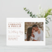 Modernes Split Layout mit Foto Hochzeit Einladung (Stehend Vorderseite)