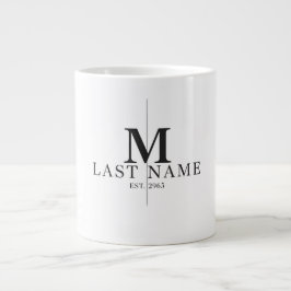 Modernes Split Monogram, Anfangsname & Establ Jumbo-Tasse