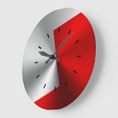 Modernes Split-Screen-Design in Rot und Silber Große Wanduhr (Winkel)