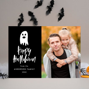 Modernes Spooky-Ghost-Script Halloween-Foto Feiertagskarte
