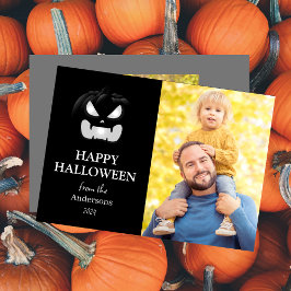Modernes Spooky Pumpkin-Skript Halloween-Foto Feiertagskarte