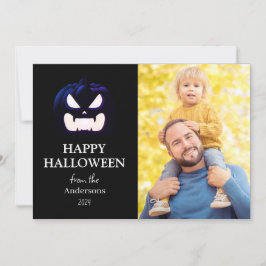 Modernes Spooky Pumpkin-Skript Halloween-Foto Feiertagskarte