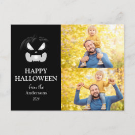 Modernes Spooky Pumpkin-Skript Halloween-Foto Feiertagspostkarte
