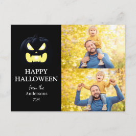 Modernes Spooky Pumpkin-Skript Halloween-Foto Feiertagspostkarte