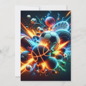 Modernes Sport Themed Kinderdusche für Jungen Einladung (Rückseite)