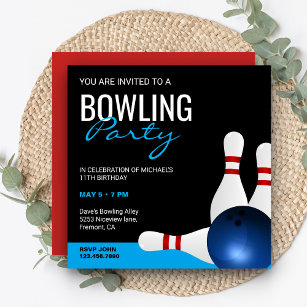 Modernes Sporty Bowling Party Geburtstagseinladung Einladung