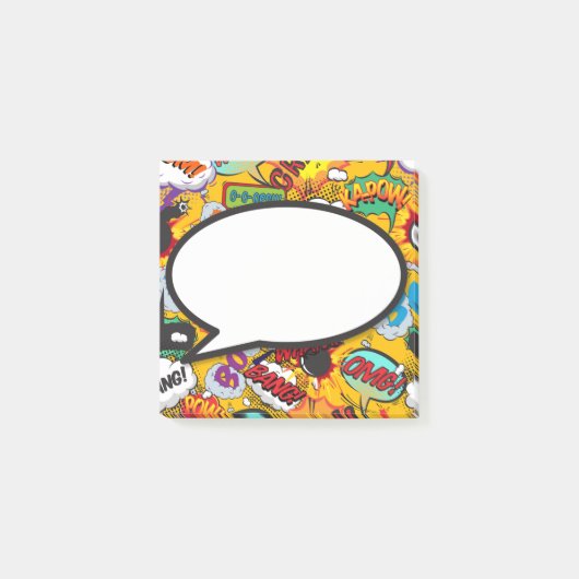 Modernes Sprechblase Funny Comic Book Post-it Klebezettel (Vorderseite)