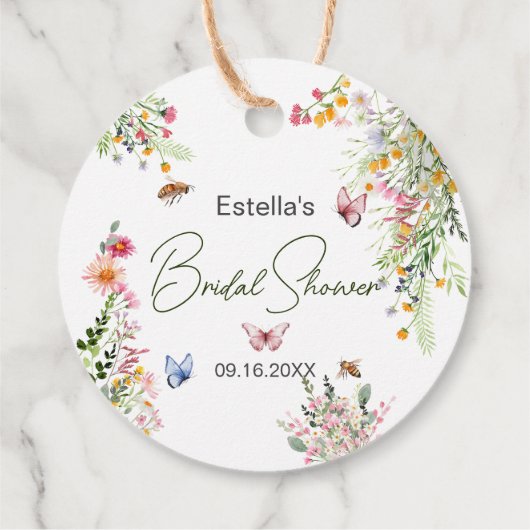 Modernes Spring Wild Blume Script Brautparty Geschenkanhänger (Rückseite)