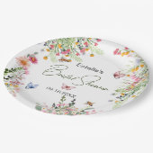 Modernes Spring Wild Blume Script Brautparty Pappteller (Schrägansicht)