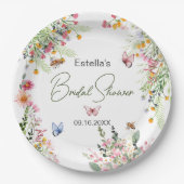 Modernes Spring Wild Blume Script Brautparty Pappteller (Vorderseite)