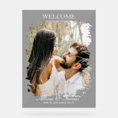 Modernes Spritzer Hochzeitsstift Foto Willkommen S Acrylschild (Vorderseite)