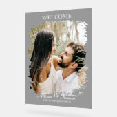 Modernes Spritzer Hochzeitsstift Foto Willkommen S Acrylschild (Winkel)