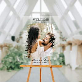 Modernes Spritzer Wedding Foto Willkommen in White Acrylschild