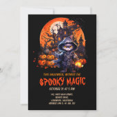 Modernes Spuk Haus Black Cat Hexe Halloween Einladung (Vorderseite)