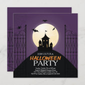 Modernes Spuk Haus Halloween-Party Einladung (Vorne/Hinten)
