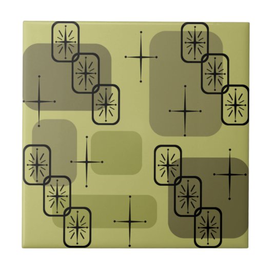 Modernes Sputnik Olivenöl Mitte des Jahrhunderts Fliese (Vorderseite)