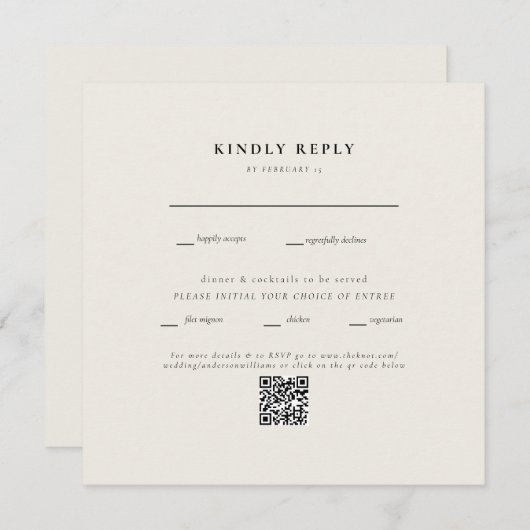 Modernes Square Beige Wedding QR Code II UAWG (Vorne/Hinten)