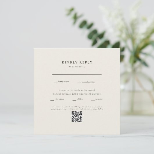 Modernes Square Beige Wedding QR Code II UAWG (Stehend Vorderseite)