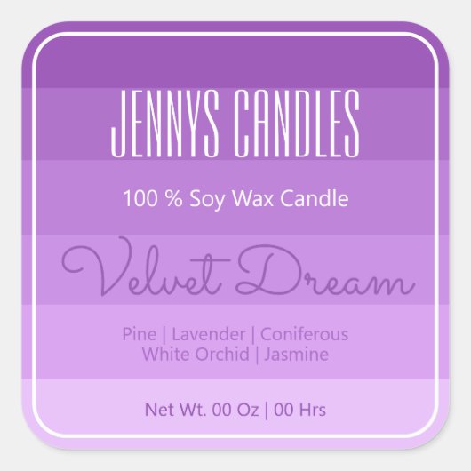 Modernes Square Border Pastel Rainbow Ombre Lilac Quadratischer Aufkleber (Vorderseite)