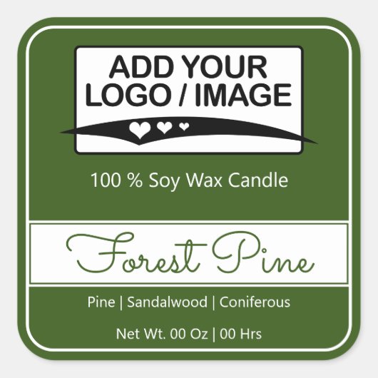 Modernes Square Border Simple Forest Green Logo Quadratischer Aufkleber (Vorderseite)