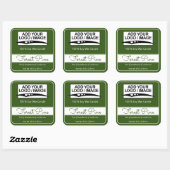 Modernes Square Border Simple Forest Green Logo Quadratischer Aufkleber (Blatt)